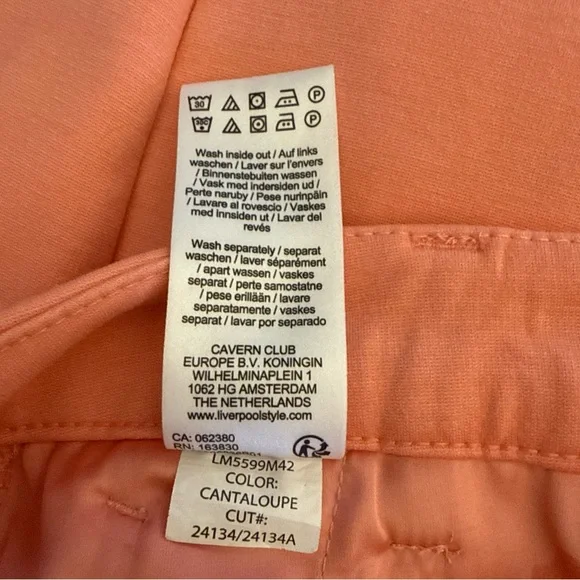 Liverpool Mid Rise Light Orange Cantaloupe Kelsey Trouser Size 6/28 Cropped EUC - Picture 8 of 15